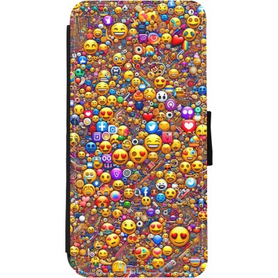 Coque iPhone 11 - Wallet noir Emoji mixed