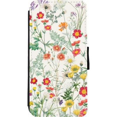 Coque iPhone 11 - Wallet noir Flora Botanical Wildlife