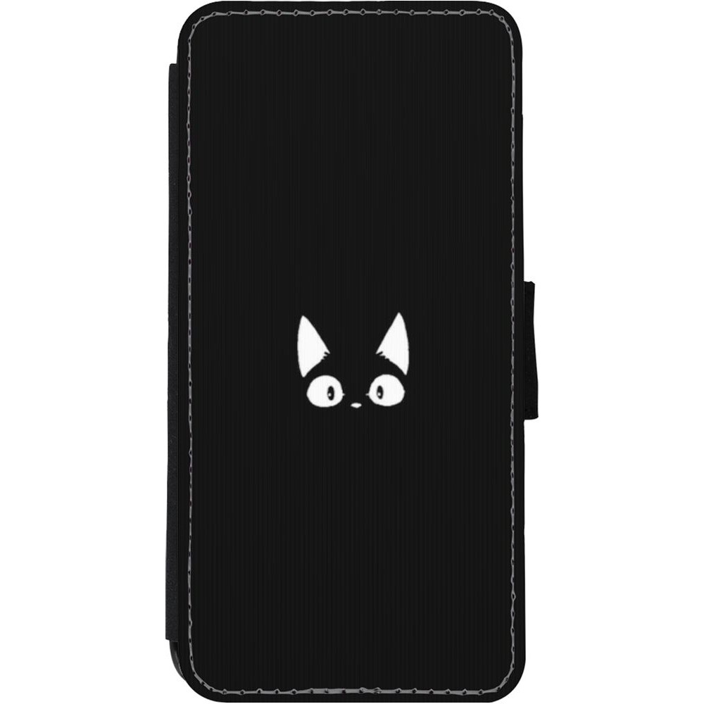 Coque iPhone 11 - Wallet noir Funny cat on black