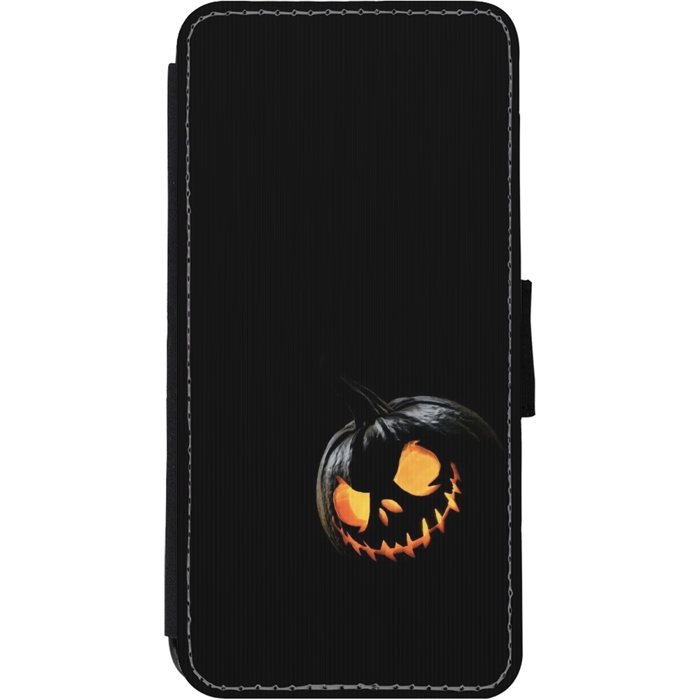 Coque iPhone 11 - Wallet noir Halloween 2023 discreet pumpkin