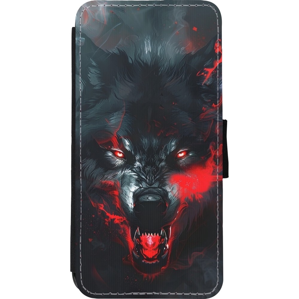 Coque iPhone 11 - Wallet noir Halloween 2024 mad werewolf