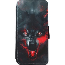 Coque iPhone 11 - Wallet noir Halloween 2024 mad werewolf