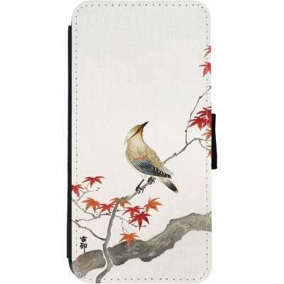 Coque iPhone 11 - Wallet noir Japanese Bird