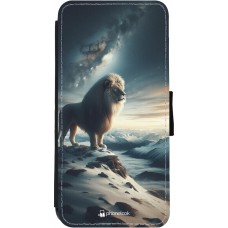 Coque iPhone 11 - Wallet noir Le lion blanc