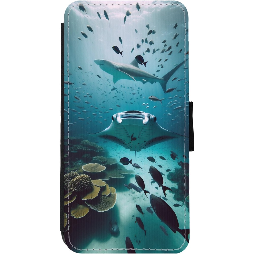 Coque iPhone 11 - Wallet noir Manta Lagon Nettoyage