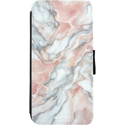 Coque iPhone 11 - Wallet noir Marbre Rose Lumineux