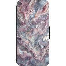 Coque iPhone 11 - Wallet noir Marbre violette argentée