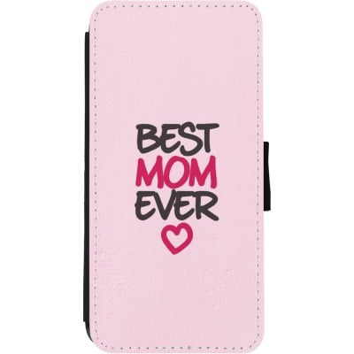 Coque iPhone 11 - Wallet noir Mom 2023 best Mom ever pink