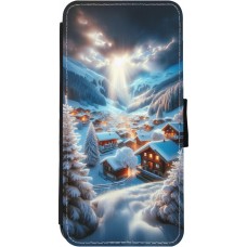 Coque iPhone 11 - Wallet noir Mont Neige Lumière