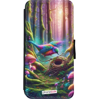 Coque iPhone 11 - Wallet noir Oiseau Nid Forêt