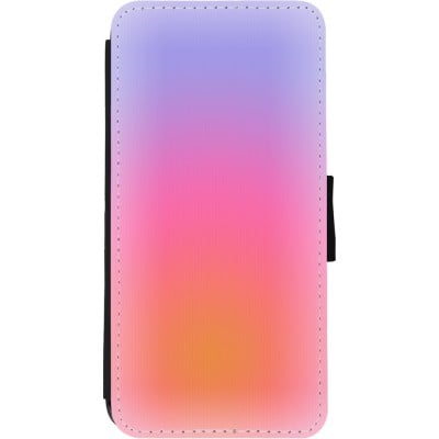 Coque iPhone 11 - Wallet noir Orange Pink Blue Gradient