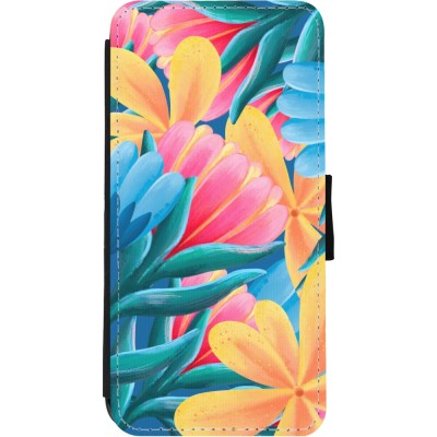 Coque iPhone 11 - Wallet noir Spring 23 colorful flowers