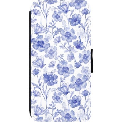 Coque iPhone 11 - Wallet noir Spring 23 watercolor blue flowers