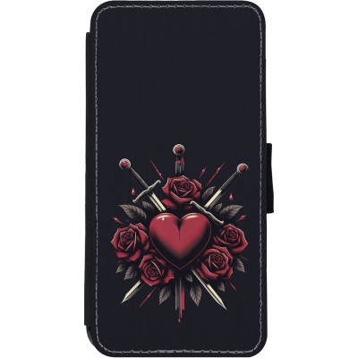 Coque iPhone 11 - Wallet noir Valentine 2024 gothic love