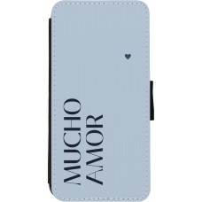 Coque iPhone 11 - Wallet noir Valentine 2024 mucho amor azul