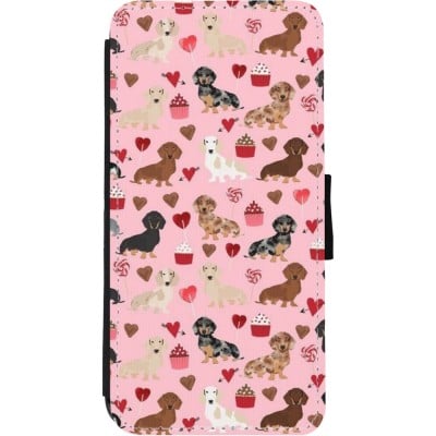 Coque iPhone 11 - Wallet noir Valentine 2024 puppy love