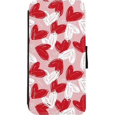 Coque iPhone 11 - Wallet noir Valentine 2024 with love heart