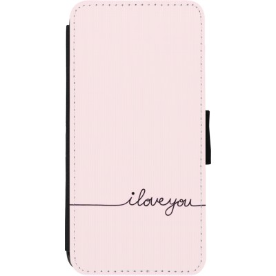 Coque iPhone 11 - Wallet noir Valentine 2023 i love you writing