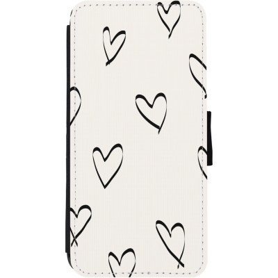 Coque iPhone 11 - Wallet noir Valentine 2023 minimalist hearts