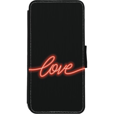 Coque iPhone 11 - Wallet noir Valentine 2023 neon love