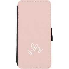 Coque iPhone 11 - Wallet noir Valentine 2023 three minimalist hearts