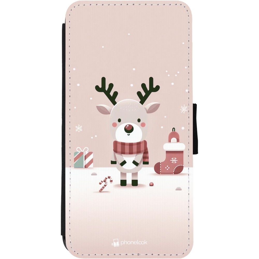 Coque iPhone 11 - Wallet noir Noël 2023 Choupinette Renne