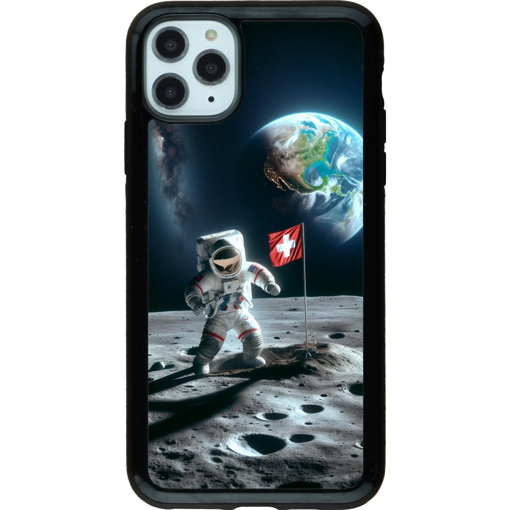 Coque iPhone 11 Pro Max - Hybrid Armor noir Astro Suisse sur lune