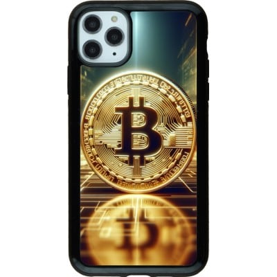 Coque iPhone 11 Pro Max - Hybrid Armor noir Bitcoin Standing