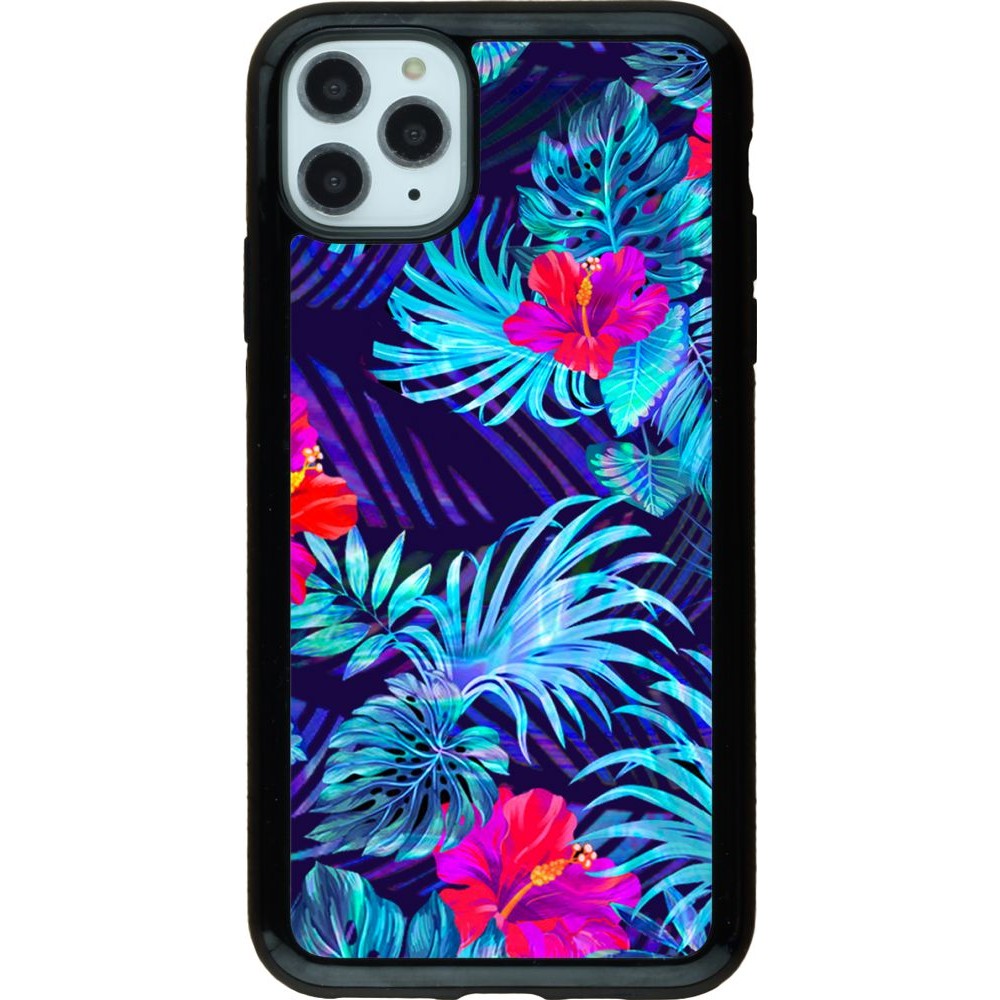 Coque iPhone 11 Pro Max - Hybrid Armor noir Blue Forest