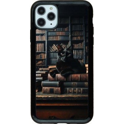 Coque iPhone 11 Pro Max - Hybrid Armor noir Chat livres sombres