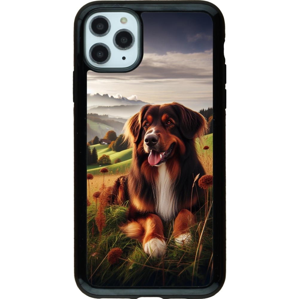 Coque iPhone 11 Pro Max - Hybrid Armor noir Chien Campagne Suisse