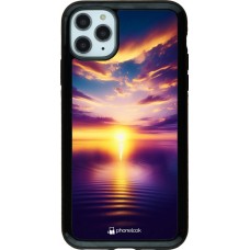 Coque iPhone 11 Pro Max - Hybrid Armor noir Coucher soleil jaune violet