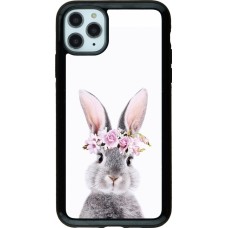 Coque iPhone 11 Pro Max - Hybrid Armor noir Easter 2023 flower bunny