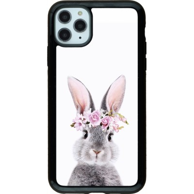 Coque iPhone 11 Pro Max - Hybrid Armor noir Easter 2023 flower bunny