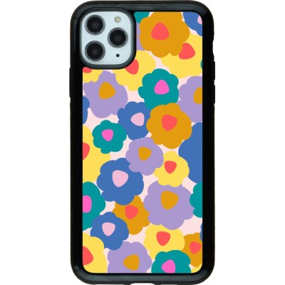 Coque iPhone 11 Pro Max - Hybrid Armor noir Easter 2024 flower power