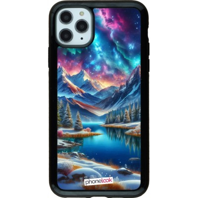 Coque iPhone 11 Pro Max - Hybrid Armor noir Fantasy Mountain Lake Sky Stars