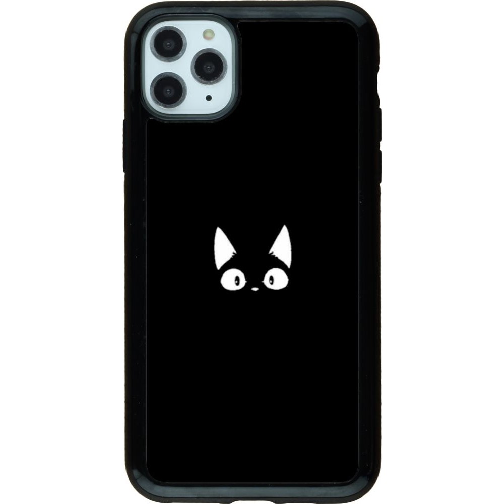 Coque iPhone 11 Pro Max - Hybrid Armor noir Funny cat on black