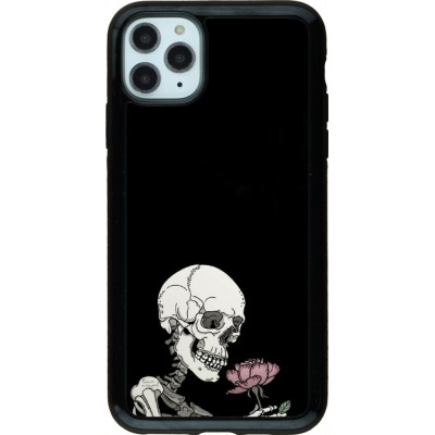 Coque iPhone 11 Pro Max - Hybrid Armor noir Halloween 2023 rose and skeleton