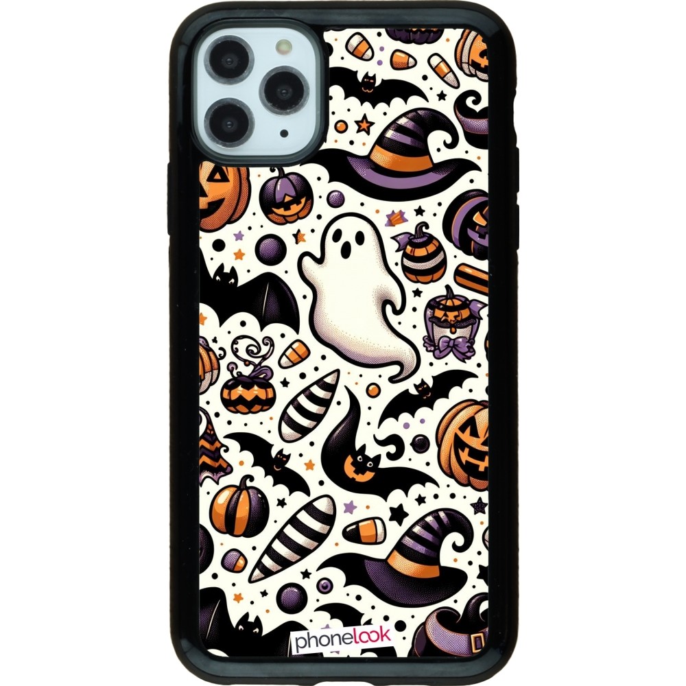 Coque iPhone 11 Pro Max - Hybrid Armor noir Halloween 2024 Cute Pattern