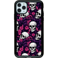 Coque iPhone 11 Pro Max - Hybrid Armor noir Halloween 2024 romantic skulls