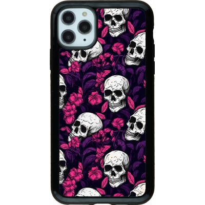 Coque iPhone 11 Pro Max - Hybrid Armor noir Halloween 2024 romantic skulls