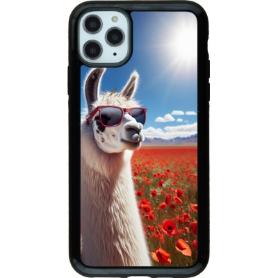 Coque iPhone 11 Pro Max - Hybrid Armor noir Lama Chic en Coquelicot