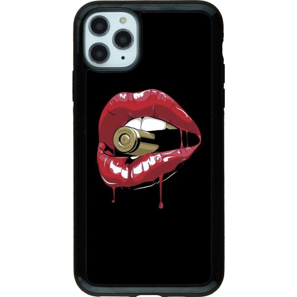 Coque iPhone 11 Pro Max - Hybrid Armor noir Lips bullet