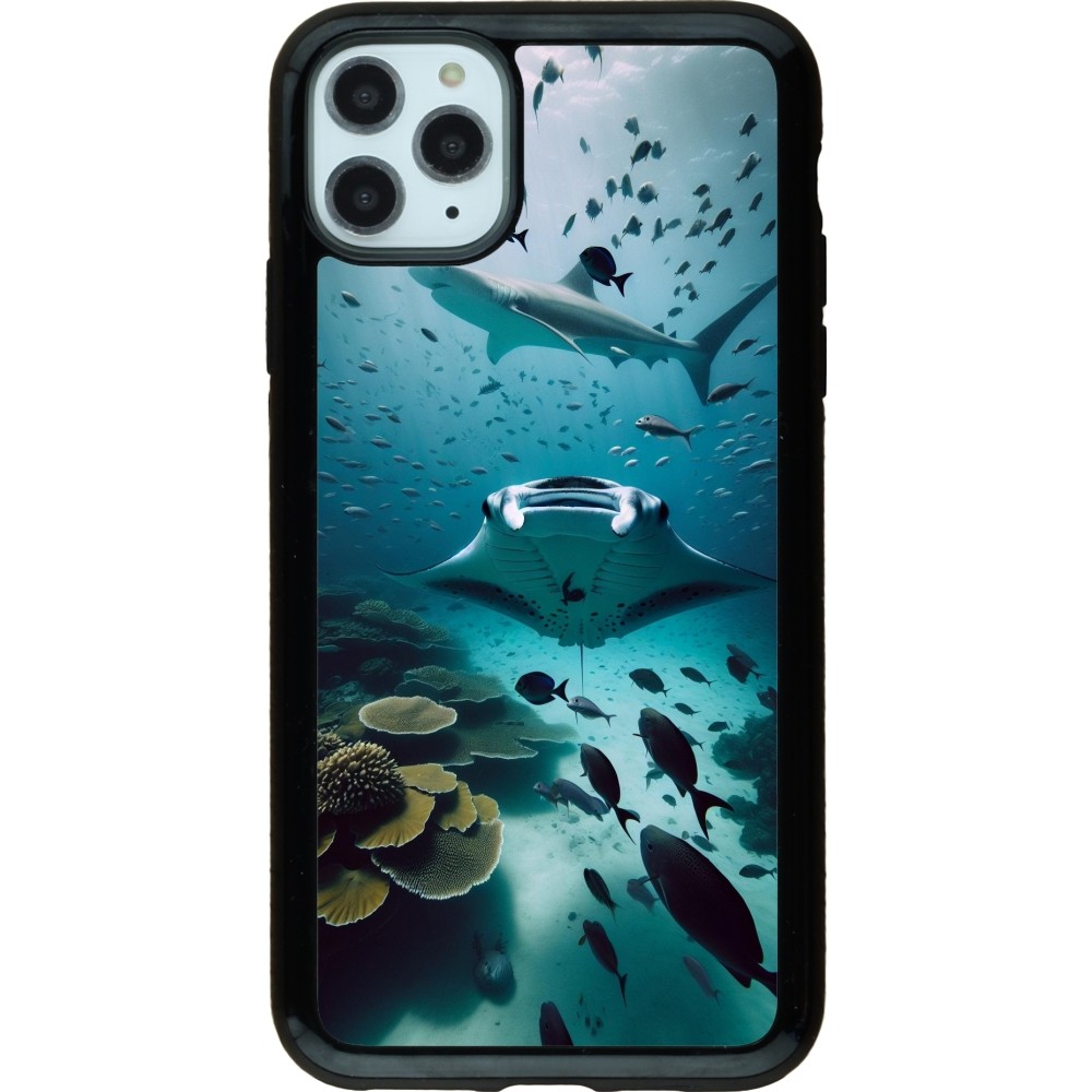 Coque iPhone 11 Pro Max - Hybrid Armor noir Manta Lagon Nettoyage