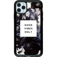 Coque iPhone 11 Pro Max - Hybrid Armor noir Marble Good Vibes Only