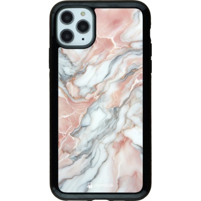 Coque iPhone 11 Pro Max - Hybrid Armor noir Marbre Rose Lumineux