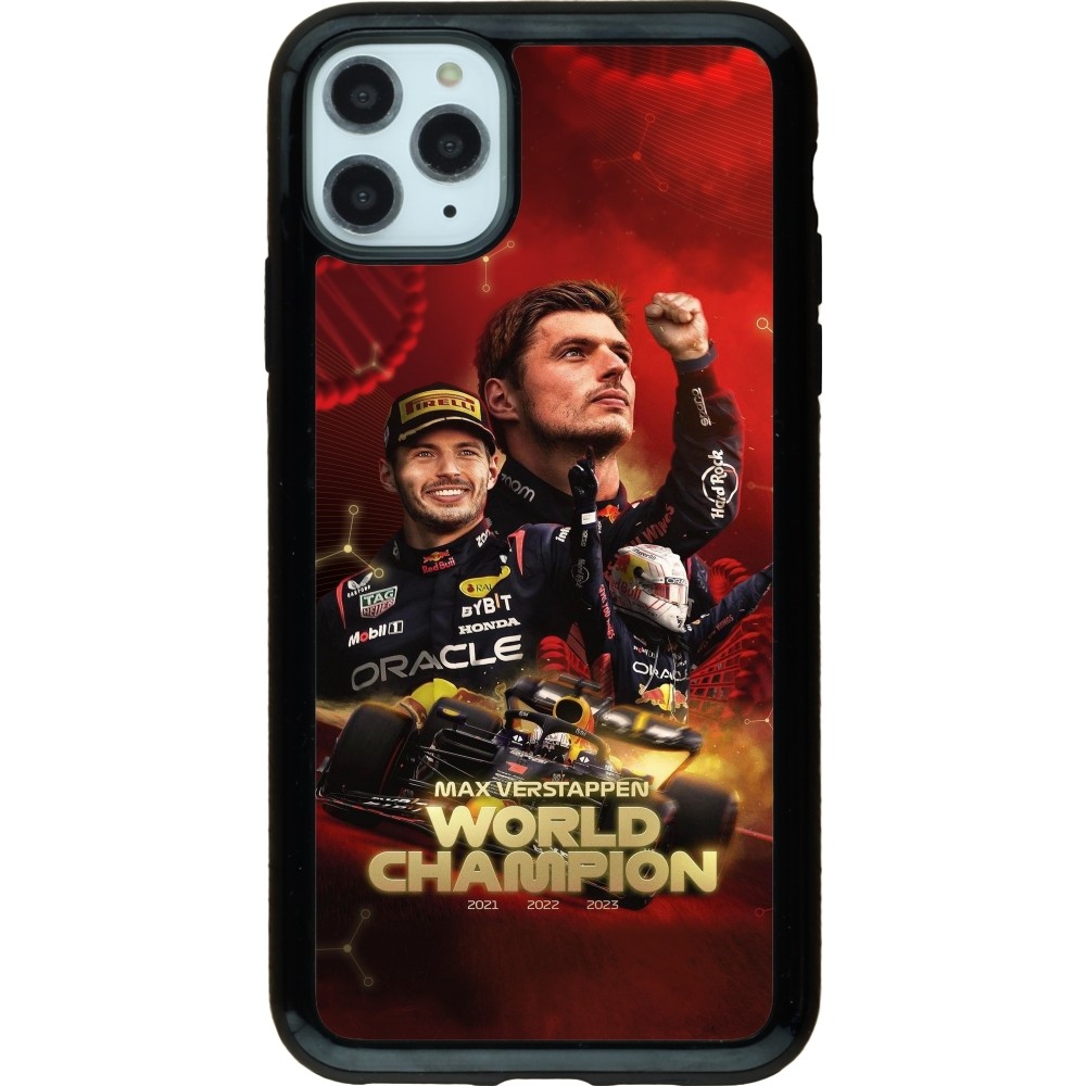 Coque iPhone 11 Pro Max - Hybrid Armor noir Max Verstappen Champion 2023