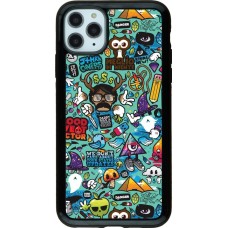 Coque iPhone 11 Pro Max - Hybrid Armor noir Mixed Cartoons Turquoise