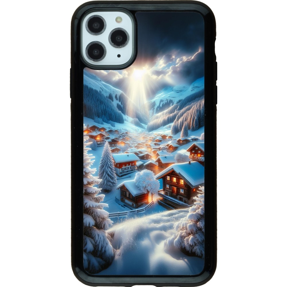 Coque iPhone 11 Pro Max - Hybrid Armor noir Mont Neige Lumière