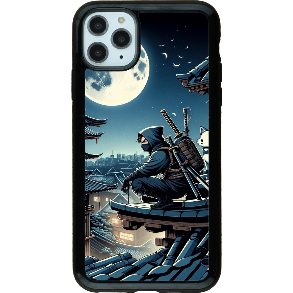 Coque iPhone 11 Pro Max - Hybrid Armor noir Ninja sous la lune